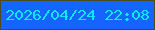 文字の大きさ：2、枠の色：4b4c1d、背景の色：1663ff、文字の色：09eaf2 無料ブログパーツのブログ時計