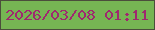文字の大きさ：5、枠の色：4b4e3b、背景の色：76b553、文字の色：9f286f 無料ブログパーツのブログ時計