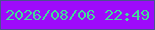 文字の大きさ：5、枠の色：4b5292、背景の色：9e0bfb、文字の色：43dc98 無料ブログパーツのブログ時計