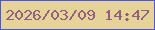 文字の大きさ：1、枠の色：4b55e0、背景の色：e6d397、文字の色：926081 無料ブログパーツのブログ時計