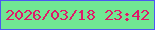 文字の大きさ：4、枠の色：4b58f2、背景の色：71e693、文字の色：df1969 無料ブログパーツのブログ時計
