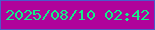 文字の大きさ：2、枠の色：4b5bc9、背景の色：b0029b、文字の色：14ee88 無料ブログパーツのブログ時計