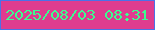 文字の大きさ：4、枠の色：4b71e8、背景の色：df3c8f、文字の色：3cfe90 無料ブログパーツのブログ時計