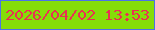 文字の大きさ：3、枠の色：4b73e7、背景の色：85dd08、文字の色：e93053 無料ブログパーツのブログ時計