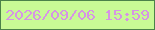 文字の大きさ：5、枠の色：4b8249、背景の色：c8fa95、文字の色：d694e5 無料ブログパーツのブログ時計