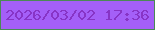 文字の大きさ：1、枠の色：4b8956、背景の色：a45ff8、文字の色：8734c6 無料ブログパーツのブログ時計