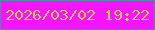 文字の大きさ：1、枠の色：4b8da5、背景の色：f315fc、文字の色：c9c456 無料ブログパーツのブログ時計