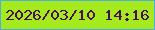 文字の大きさ：5、枠の色：4bb0e0、背景の色：a4ea1d、文字の色：4a0e54 無料ブログパーツのブログ時計