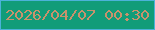 文字の大きさ：4、枠の色：4bb2d9、背景の色：119c79、文字の色：c8926c 無料ブログパーツのブログ時計
