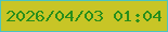 文字の大きさ：4、枠の色：4bc4c0、背景の色：c8c526、文字の色：298e1b 無料ブログパーツのブログ時計