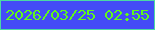 文字の大きさ：1、枠の色：4bd9a4、背景の色：444bf7、文字の色：60f71a 無料ブログパーツのブログ時計