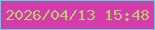 文字の大きさ：5、枠の色：4bdbdc、背景の色：d33caa、文字の色：bbc973 無料ブログパーツのブログ時計