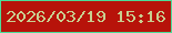 文字の大きさ：5、枠の色：4bdd98、背景の色：b7130a、文字の色：c8cf90 無料ブログパーツのブログ時計