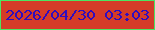 文字の大きさ：1、枠の色：4be461、背景の色：d43b28、文字の色：2f0cbd 無料ブログパーツのブログ時計