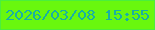 文字の大きさ：2、枠の色：4bee3e、背景の色：69f70e、文字の色：18b0a4 無料ブログパーツのブログ時計