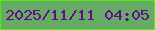 文字の大きさ：3、枠の色：4bf204、背景の色：67aa67、文字の色：620d83 無料ブログパーツのブログ時計