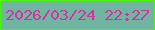文字の大きさ：4、枠の色：4bf50a、背景の色：70b5a2、文字の色：d0359f 無料ブログパーツのブログ時計