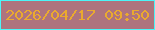 文字の大きさ：2、枠の色：4bf5f8、背景の色：ae747e、文字の色：eaaa2f 無料ブログパーツのブログ時計