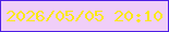 文字の大きさ：1、枠の色：4c1ee5、背景の色：f0cef8、文字の色：fbe913 無料ブログパーツのブログ時計
