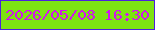 文字の大きさ：2、枠の色：4c20dd、背景の色：7de312、文字の色：d115ee 無料ブログパーツのブログ時計