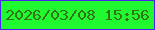 文字の大きさ：4、枠の色：4c22f1、背景の色：20f82f、文字の色：337317 無料ブログパーツのブログ時計