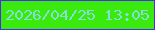文字の大きさ：2、枠の色：4c28f2、背景の色：3bea0d、文字の色：88dddb 無料ブログパーツのブログ時計