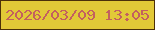 文字の大きさ：1、枠の色：4c3009、背景の色：e2c937、文字の色：c3605f 無料ブログパーツのブログ時計