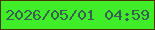 文字の大きさ：3、枠の色：4c3402、背景の色：3fee29、文字の色：37604e 無料ブログパーツのブログ時計
