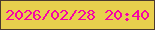 文字の大きさ：2、枠の色：4c3a2e、背景の色：e8cf4d、文字の色：f604a5 無料ブログパーツのブログ時計
