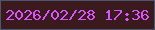文字の大きさ：5、枠の色：4c5670、背景の色：3b1a1d、文字の色：da53fe 無料ブログパーツのブログ時計