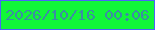 文字の大きさ：5、枠の色：4c64f8、背景の色：11f738、文字の色：3b8ea4 無料ブログパーツのブログ時計