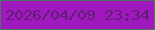 文字の大きさ：3、枠の色：4c7361、背景の色：a019be、文字の色：621d76 無料ブログパーツのブログ時計