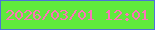 文字の大きさ：1、枠の色：4c73d8、背景の色：60ea3d、文字の色：fd73b9 無料ブログパーツのブログ時計