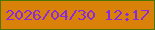 文字の大きさ：1、枠の色：4c7603、背景の色：d98108、文字の色：8a2bdb 無料ブログパーツのブログ時計