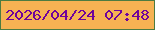 文字の大きさ：4、枠の色：4c7b41、背景の色：f6b253、文字の色：70039b 無料ブログパーツのブログ時計
