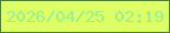 文字の大きさ：5、枠の色：4c7c29、背景の色：defe65、文字の色：9bee8c 無料ブログパーツのブログ時計