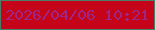 文字の大きさ：2、枠の色：4c7d69、背景の色：c5041a、文字の色：9f2685 無料ブログパーツのブログ時計