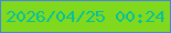 文字の大きさ：4、枠の色：4c84dd、背景の色：80d91c、文字の色：09bf9c 無料ブログパーツのブログ時計