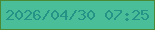 文字の大きさ：5、枠の色：4c8935、背景の色：4abd99、文字の色：259385 無料ブログパーツのブログ時計