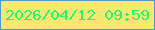 文字の大きさ：3、枠の色：4c99ca、背景の色：f6e870、文字の色：1ffa75 無料ブログパーツのブログ時計