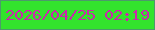 文字の大きさ：2、枠の色：4c9a6b、背景の色：33e32d、文字の色：cb27ac 無料ブログパーツのブログ時計