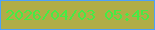 文字の大きさ：1、枠の色：4ca1fa、背景の色：b0ad47、文字の色：45eb45 無料ブログパーツのブログ時計