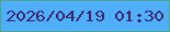 文字の大きさ：5、枠の色：4ca590、背景の色：50affb、文字の色：3c246a 無料ブログパーツのブログ時計