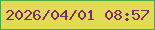 文字の大きさ：5、枠の色：4ca844、背景の色：e0da54、文字の色：7d296a 無料ブログパーツのブログ時計