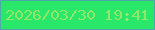 文字の大きさ：1、枠の色：4ca8a9、背景の色：29e869、文字の色：92e76a 無料ブログパーツのブログ時計