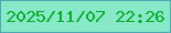 文字の大きさ：5、枠の色：4cabb2、背景の色：88e9c8、文字の色：08ad28 無料ブログパーツのブログ時計