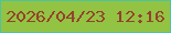 文字の大きさ：2、枠の色：4cc59d、背景の色：93c343、文字の色：94422c 無料ブログパーツのブログ時計
