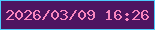 文字の大きさ：3、枠の色：4ccafc、背景の色：4e1460、文字の色：f985bf 無料ブログパーツのブログ時計