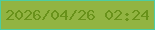 文字の大きさ：1、枠の色：4ccda1、背景の色：92b442、文字の色：69921a 無料ブログパーツのブログ時計