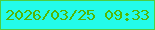 文字の大きさ：2、枠の色：4cce41、背景の色：23fce9、文字の色：53b705 無料ブログパーツのブログ時計